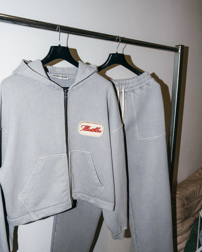 Casual Fashion American Solid Color Cotton Oversized Sweatshirt Men Two Piece Harajuku Joker Slacks Jogging Pants Tracksuits.