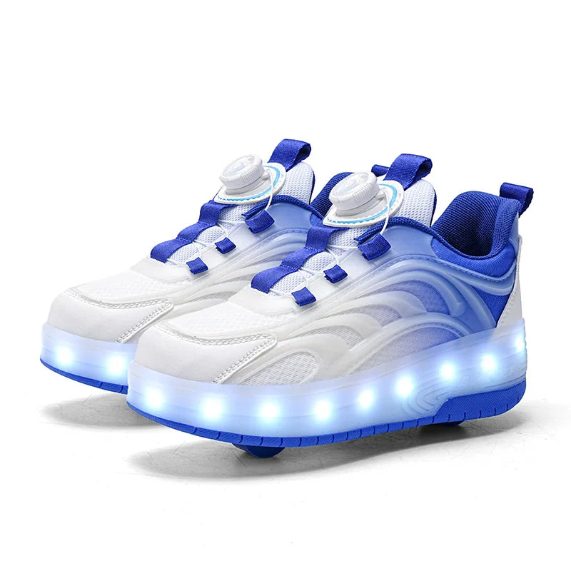 Two Wheels Children's Led Light Roller Skate Shoes For Kids Boys Girls Glowing Sports Luminous Sneakers Skateboard USB Charging.