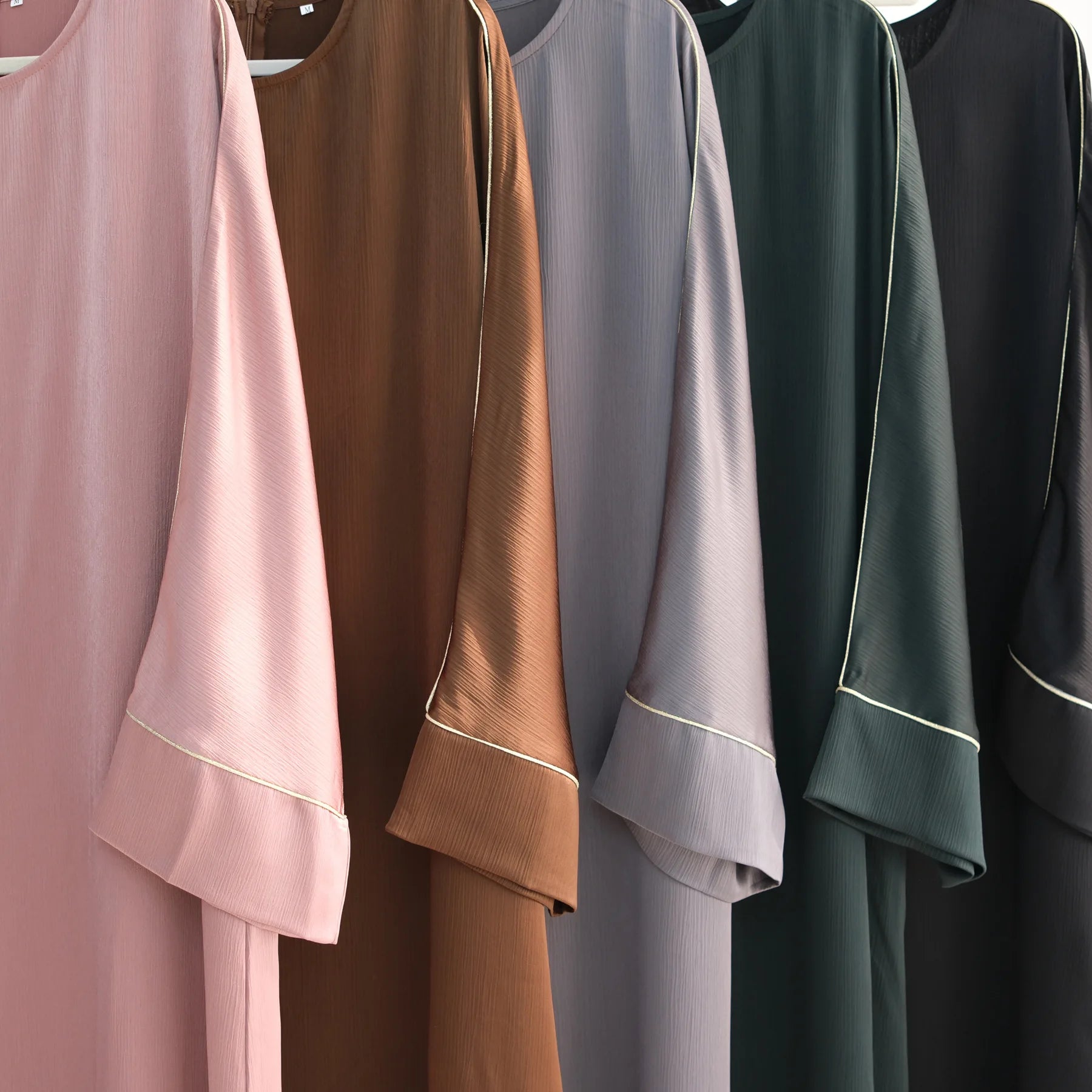 Ramadan Satin Abaya Damen Dubai Modest Dress Islam Muslim Kaftan black abayas For Women Kebaya Vestidos Robe Femme Musulmane.