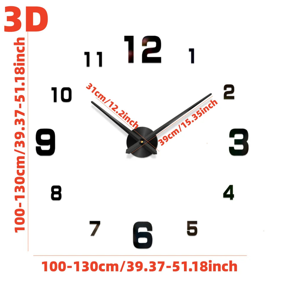 3D Wanduhr Leucht Rahmenlose Wanduhren DIY Digital Clock Wand Aufkleber Stille Uhr für Home Wohnzimmer Büro Wand decor