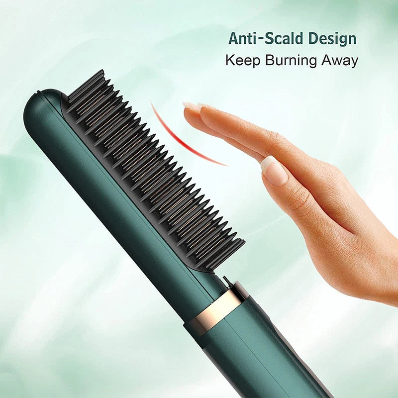 Electric Hair Straightening Brush Fast Heating Hot Comb Brush Negative Ion Hair Straightening Comb.