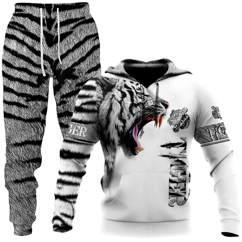 Wolf 3d Printed Hoodie Pants Suit Male Autumn and Winter Casual Sweashirt Pullover Men Tracksuit Set Fashion Men's Clothing Suit.