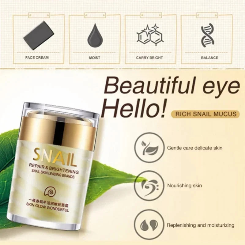 Snail Collagen Face Cream Whitening Moisture Anti Aging Facial Firming Cream Anti Wrinkles Eye Bags Korean Skin Care Product 60g.