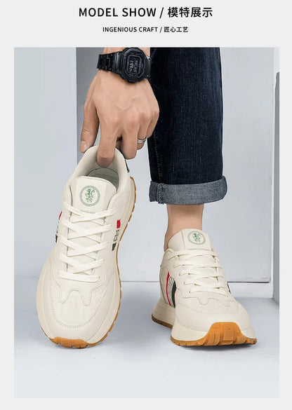 Genuine Leather Casual Shoes Men Designer Luxury Women Tennis Chunky Sneakers Muffin Sport Shoes Man Male Board Footwear.