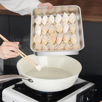 Stainless Steel Rectangular Tray with Lid Multi-Purpose Serving Plate for Dumplings BBQ Catering Food Storage Home Restaurant.