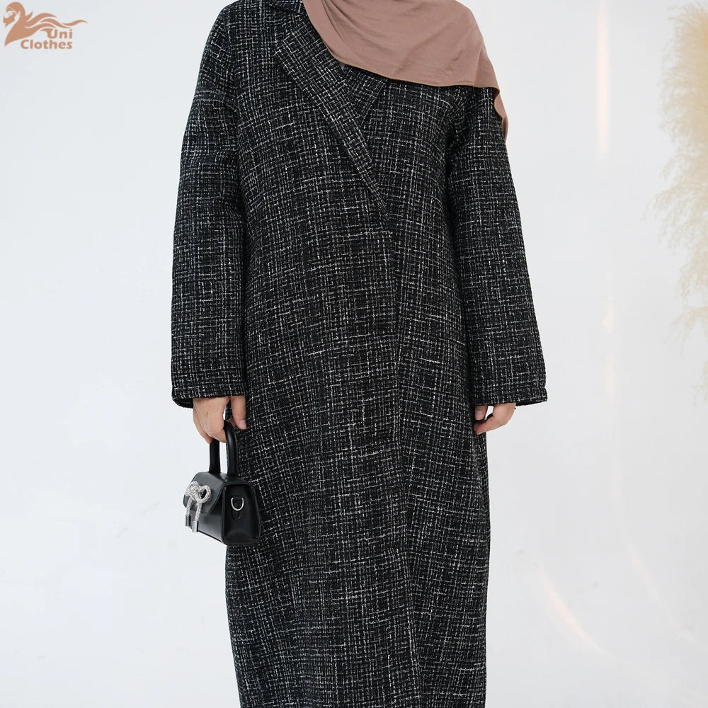 Ramadan Eid Winter Open Abaya Dubai Muslim Modest Coat Kimono African Dresses For Women Kebaya Kaftan Islam Robe Femme Musulmane.
