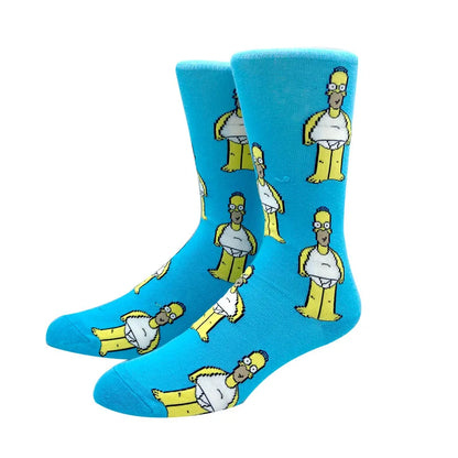 New 1 Pair The Simpsons Harajuku Women Men Socks Cartoon Personality Skateboard Socks Anime Middle Tube Cotton Unisex Socks