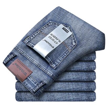 Male  All-match Brand Trousers Four Season Men's High Quality Jeans  Business Casual High Waist Denim Pants Simplicity Cool