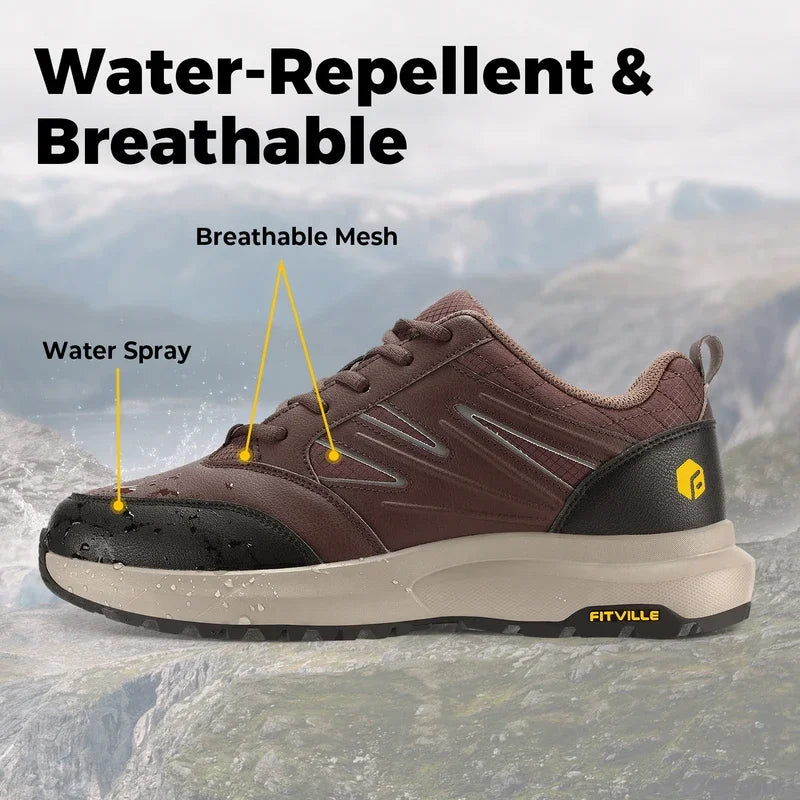 FitVille Men'S Widened Hiking Waterproof Outdoor Work Hiking Shoes With Arch Support To Relieve Heel Pain Lightweight Non-Slip.