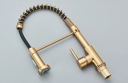 Brushed Gold Kitchen Faucet Pull Down 2-way Spray Single Handle Hot Cold Water Mixer Tap 360 Rotation Torneira Cozinha Mixer Tap