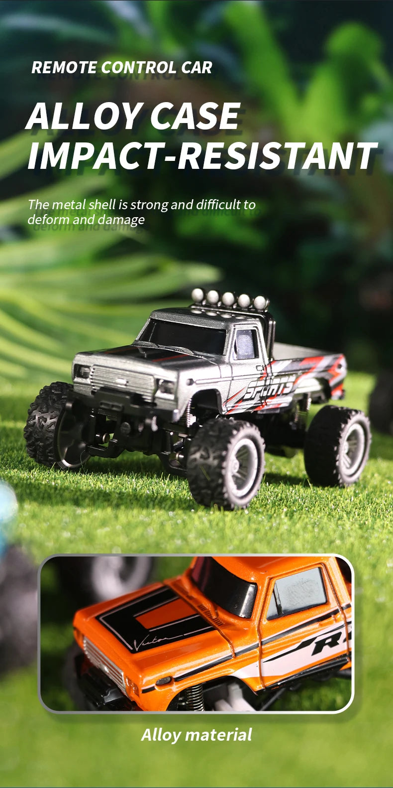 RC 1/64 Speed Mini Off-Road Climbing Car Alloy Cool Appearance Light Shock Absorption With LED Light Toy For Children's Gift.