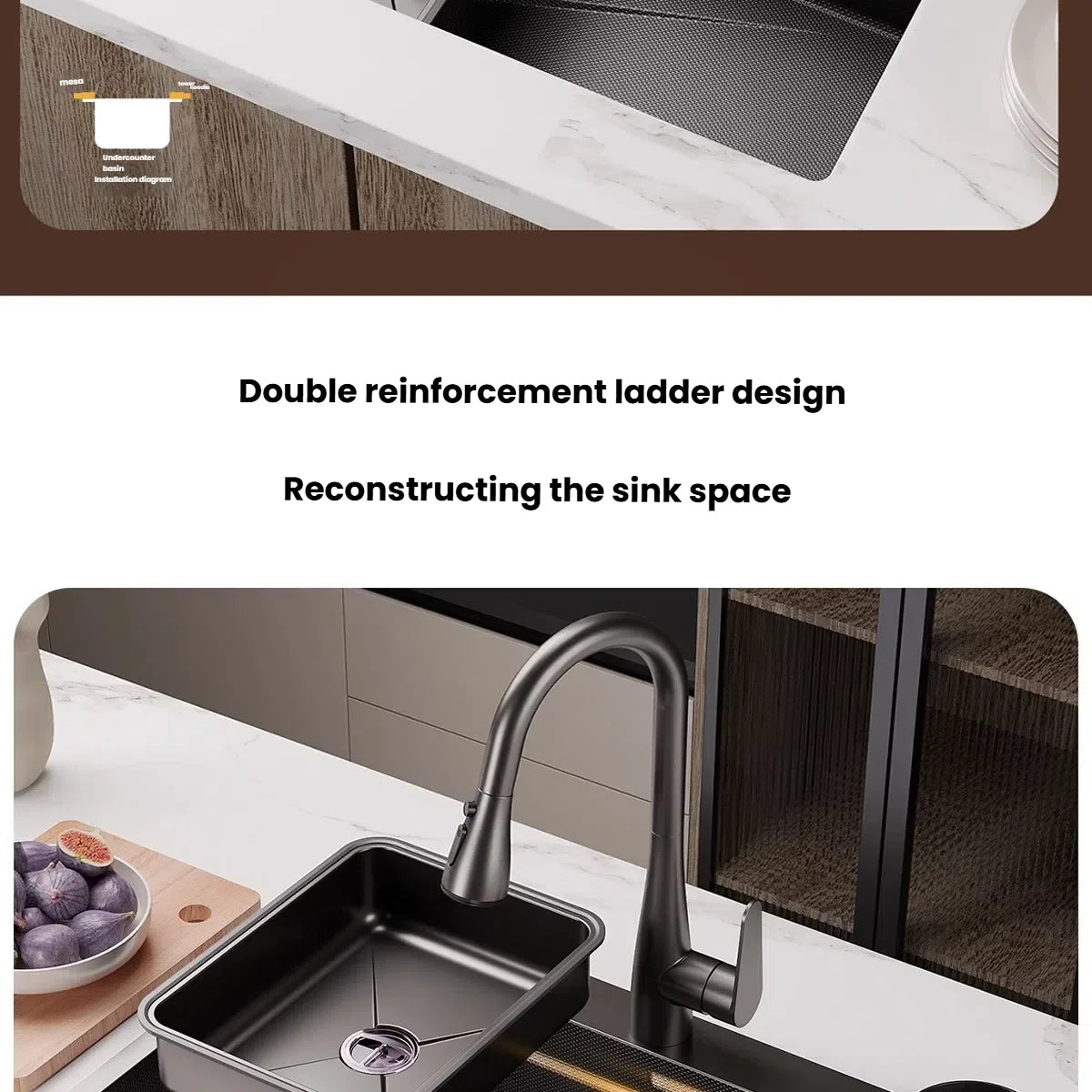 Stainless Steel Kitchen Sink Household Rice Grain Pattern Large Single Slot Wear Resistant Wash Dish Bowl Countertop Basin