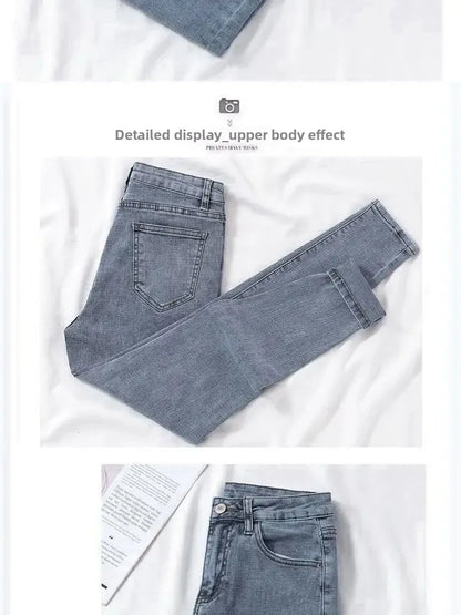 Women's High Waist Elastic Stretchy Jeans Hot Sale Of The Season Autumn New Style Versatile Slimming Pencil Thin Nine Point Pant.