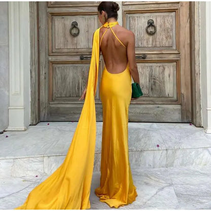 Elegante Feste Band Frauen Halfter Kleid Off Schulter Ärmellose Backless Dünne Weibliche Maxi Kleider 2025, Sommer Neue Chic Dame Robe
