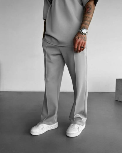 2025 Spring and summer men's new four seasons loose straight tube sports casual pants comfortable suit pants drawstring waistban