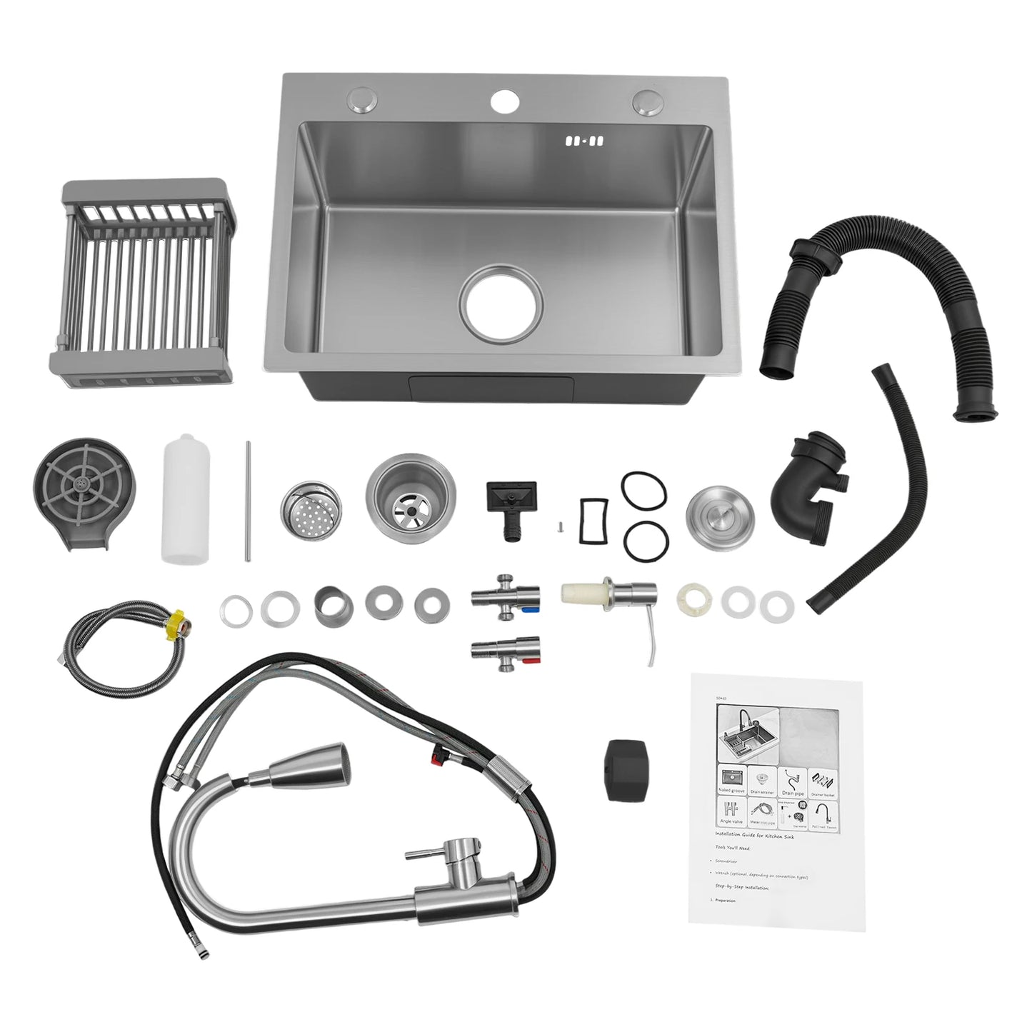 Stainless Steel Multifunctional Sink With Faucet Kitchen Sink Under Table Sink Large Sink