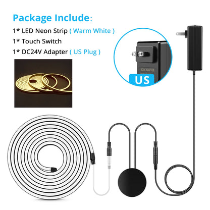 24V LED Strip High Quality Black Silicone LED Neon Light Tube Touch Motion Sensor Switch DIY Kitchen Cabinet Bedroom Backlight.