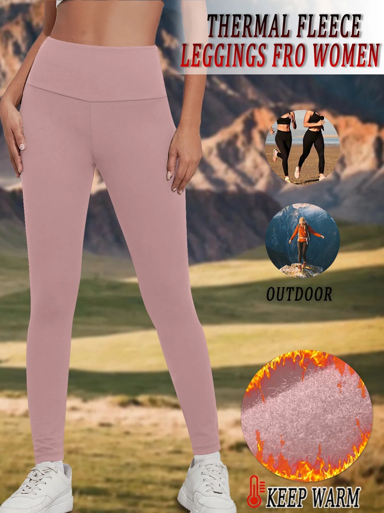 Womens Thermal Fleece Lined High Waisted Leggings. Workout Winter Warm Thick Tights Soft Yoga Pants.