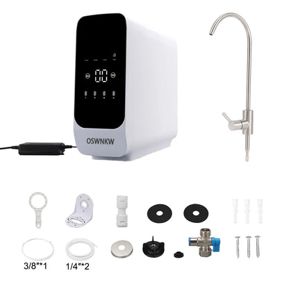 OSWNKW Reverse Osmosis Water Filtration System - 600GPD High Flow, Tankless, Reduced TDS, Compact, 1:2 Drain Ratio, Mineralized.