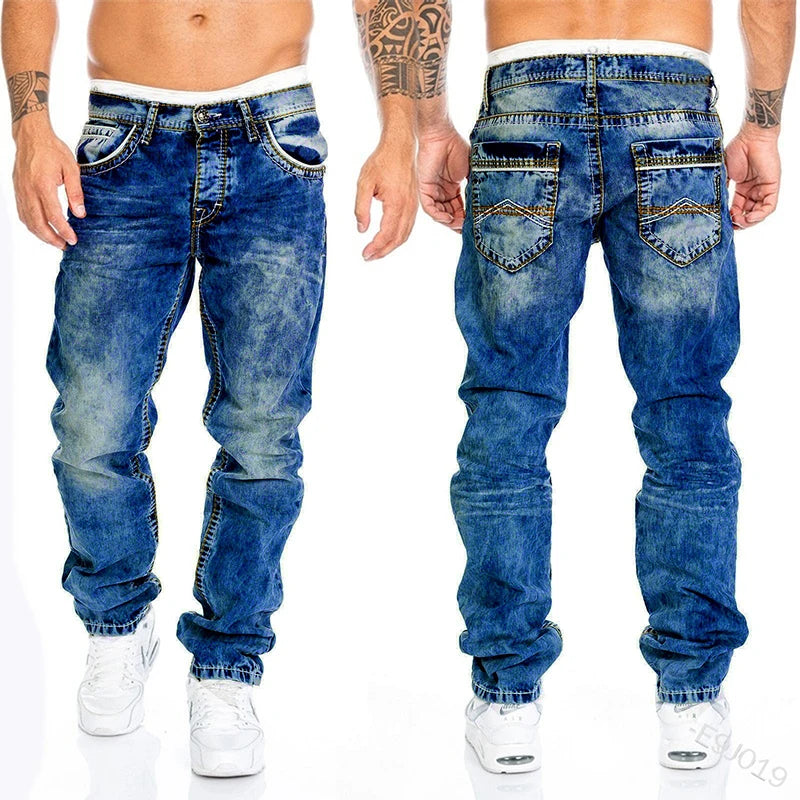 Mode Männer Hosen Gewaschen Stretch Gerade Jeans Lose Casual Designer Lange Denim Hosen Hosen Hip Hop Slim Fit Punk Hosen.