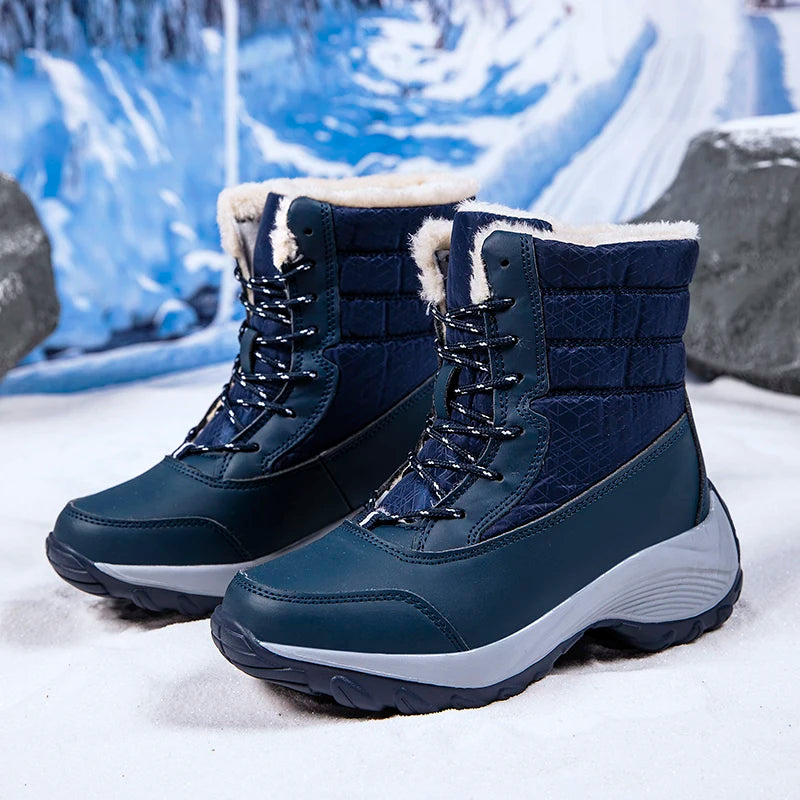 Snow Boots Woman Flat Woman Shoes Lace Up Women Shoes Solid Ankle Boots Warm Lightweight Women's Winter Boots Botas Mujer.