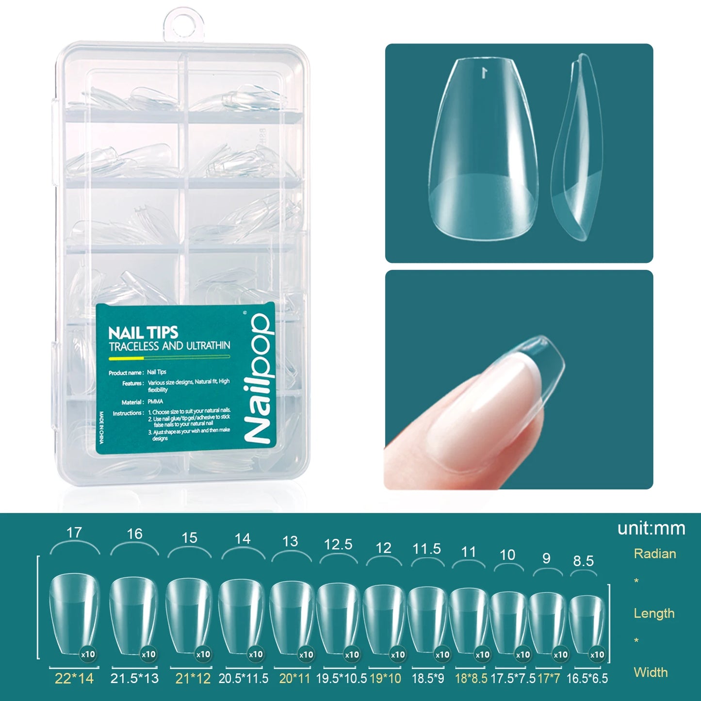 Nailpop 120pcs Acrylic Nails Fake Capsule Short Almond Coffin Square Artificial Nail Extension Soft Gel Tips Accessories Tools.