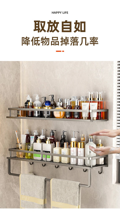 Wandmontiertes Aufbewahrungsregal ohne Bohren, Badezimmer-Waschtischregal für Waschraum, Balkon, Toilette – Organizer-Regal für Küche und Badezimmer