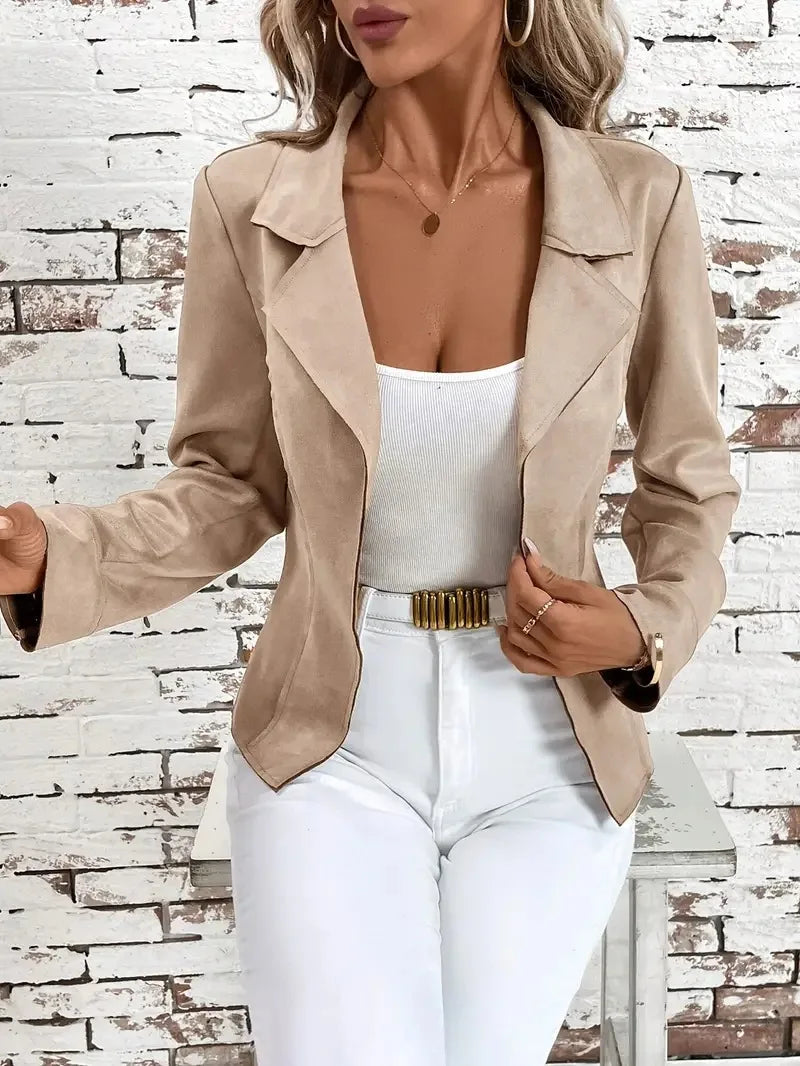 2025 mode Herbst Winter Neue Stil Modische Jacken Langarm Kerb Kragen Abnehmen Einfarbig Mantel Frauen Outer.