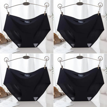 4PCS/Set Plus Size Women's Panties Solid Seamless Underwear Comfortable Breathable Ice Silk Sexy Lingerie Intimates Underpants