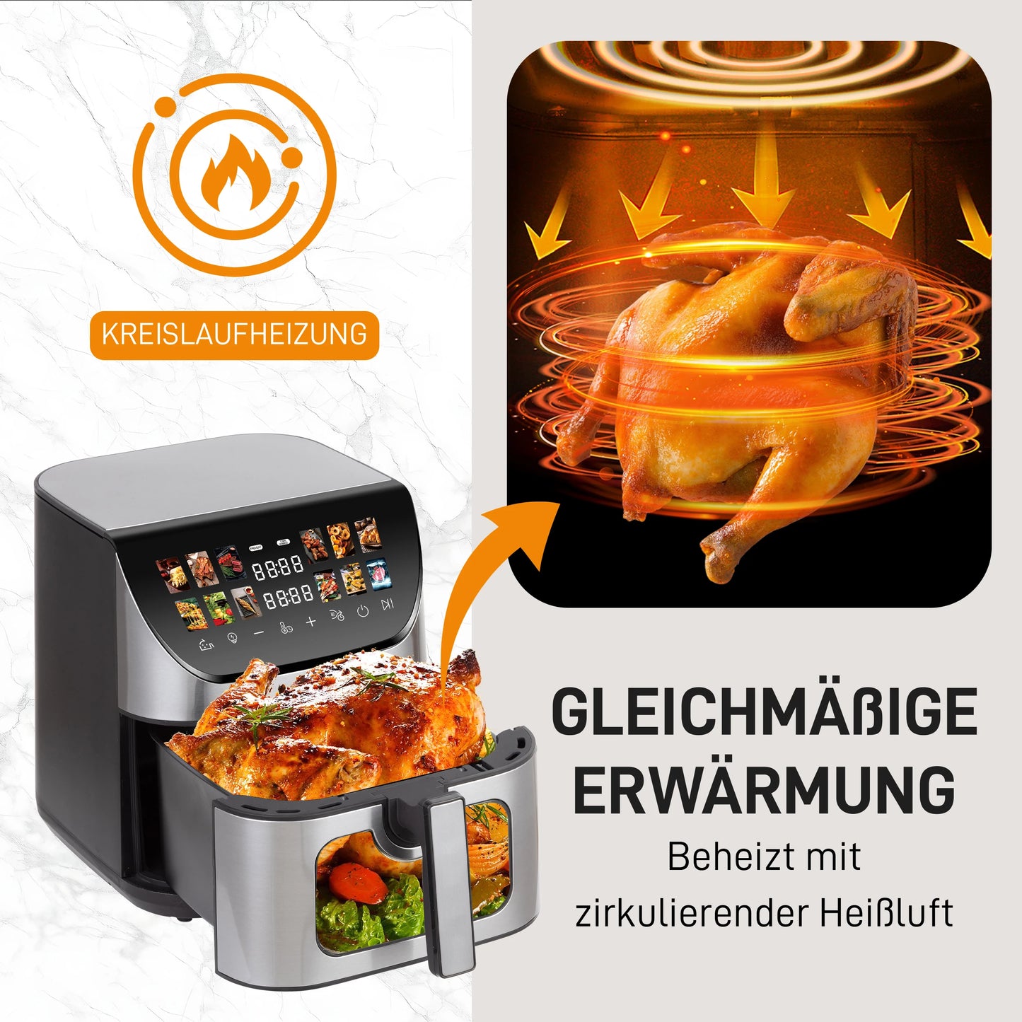 8.5L Multi Function air fryers Smart machine Viewing Window Electric Hot fryer Oilless Cooker with LED Touch Control,Family oven.