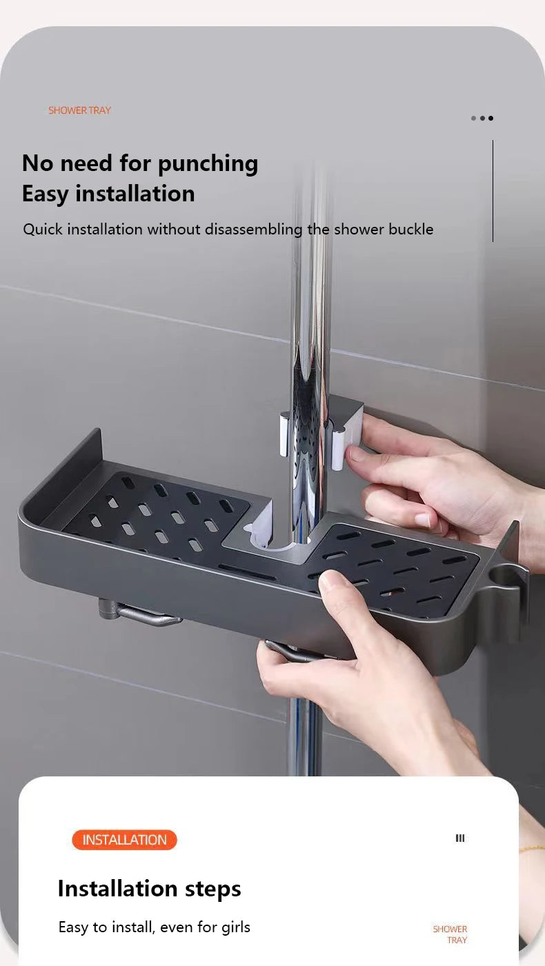 Haushalt Lift Ständer Dusche Rack Dusche Gel Lagerung Rack Badezimmer Perforation-Freies Dusche Stange Tablett
