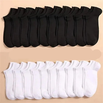 50/100 Pairs Solid Color Breathable ﻿Sock Women Men Boat Socks Invisible Low Cut Non-slip Summer No-show Ankle Socks Wholesale.