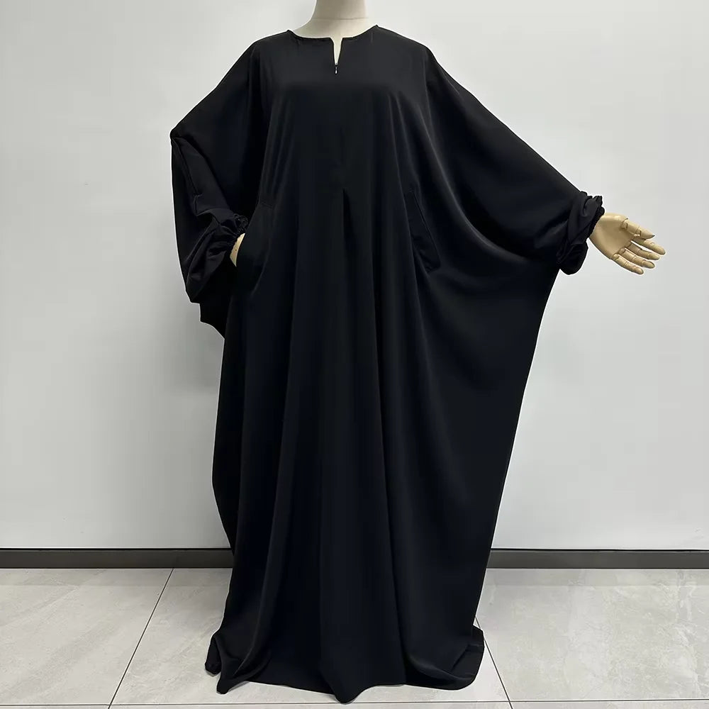 Butterfly Abaya with Pockets Front Zipper Breastfeeding Friendly Eid Ramadan Islamic Muslim Women Modest Dress Prayer Nida Abaya.