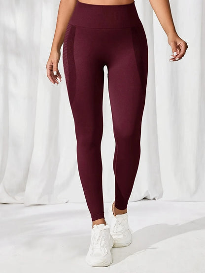 Atmungsaktive Yoga-Leggings mit hoher Taille für Damen, einfarbig, Bauchkontrolle, Sportbekleidung, bequeme Fitness-Studio-Strumpfhose, Activewear.