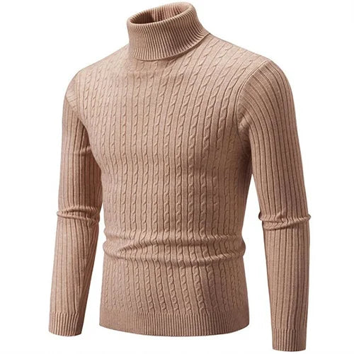 2025 New Men Solid Colour Turtleneck Sweater Black / White / Royal Blue Fashion Simple Male Casual Pullover Tops