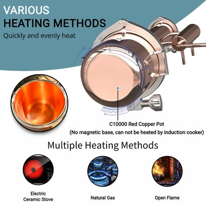 HOOLOO 8L Copper Distiller Essential Oil Hydrosol Still Home Distiller Direct Fire Hea Equipment DIY from Herbs Plants & Flowers.