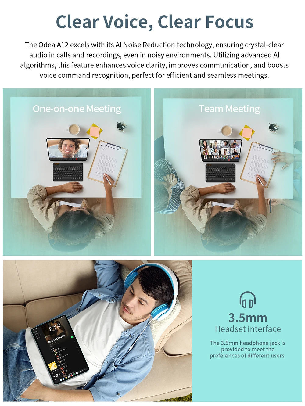 Odea A12 Android 14 Tablet, T606 8-core, 4GB+8GB RAM 128GB ROM, 12 inch 2000x1200 Display, 8000mAh, Widevine L1, 13MP Camera