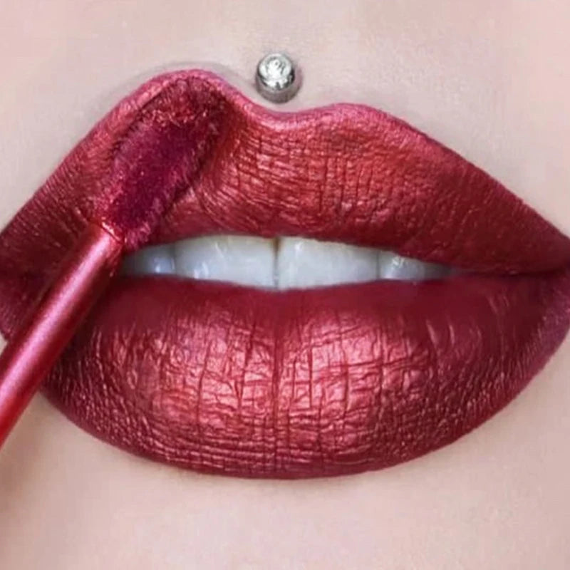 Metallic No-stick Cup Lip Gloss Glitter Matte Moisturizing Waterproof Long Lasting Lip Glaze Liquid Lipstick Lip Makeup Cosmetic.