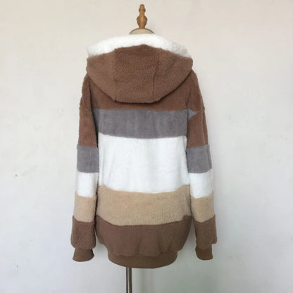 Übergroße Jacke für Frauen 2023 Neue Herbst Winter Warme Plüsch Tasche Mit Kapuze Streetwear Lose Dame Oberbekleidung Mantel Roupas Feminina.