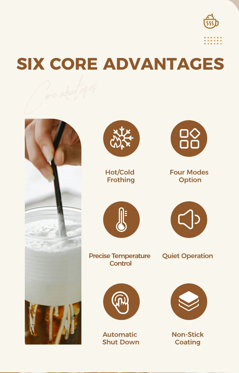 Cafelffe 4in1 Electric Milk Frother Frothing Foamer Chocolate Mixer Cold/Hot Latte Cappuccino Automatic foam milk heater Warmer.