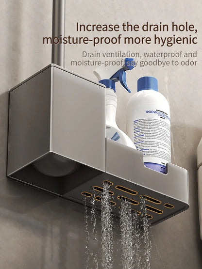 Kein Stanzen Badezimmer-Toilettenregal/Badezimmer-Wandbehang-Toilettenregal/Toilettenbürstenaufbewahrung