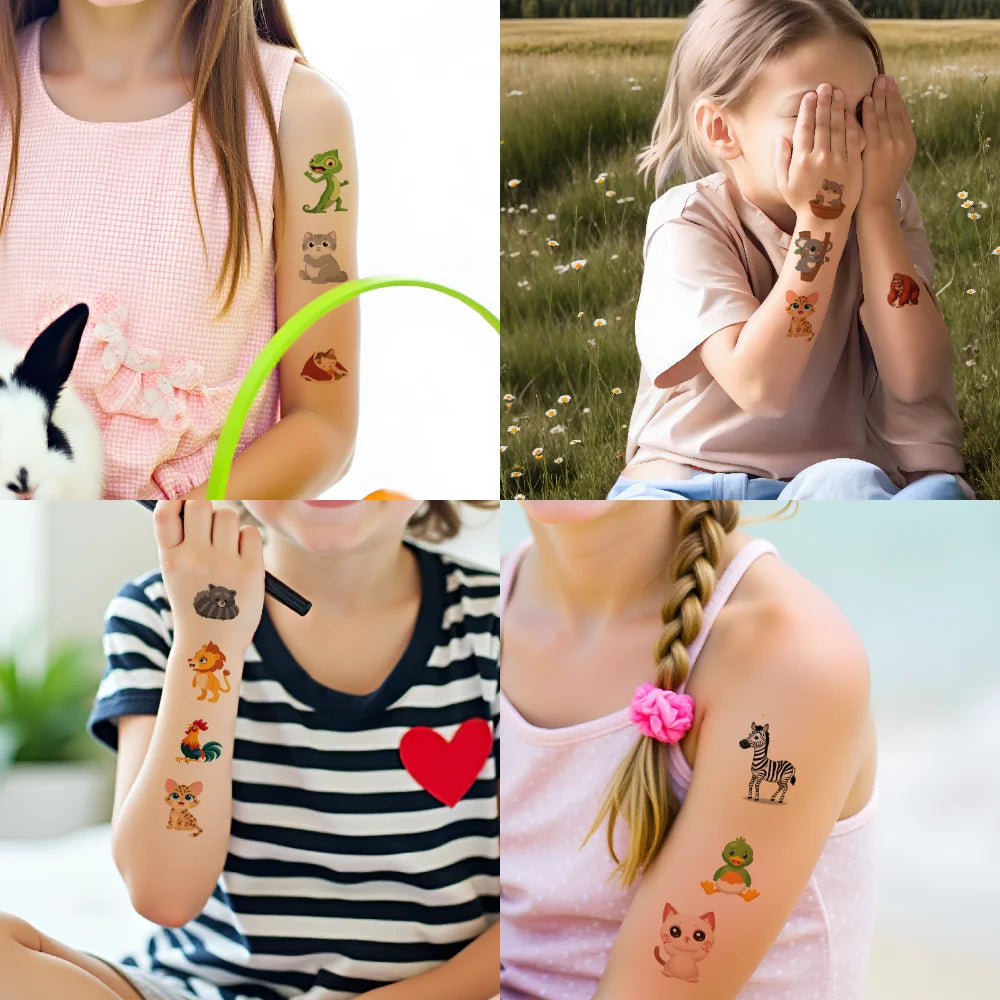 54 stücke Temporäre Tattoo Drachen Cartoon Panda Pfau Wasserdicht langlebige Körper Aufkleber Chamäleon Für Arme Wangen Mädchen.