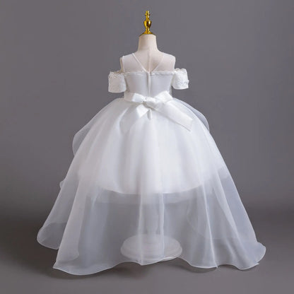 Luxus Perlen Kleider Für Kinder Spitze Schleppende Hochzeit Prinzessin Kleid Für Mädchen Geburtstag Prom Gala Leistung Lange Ballkleid.