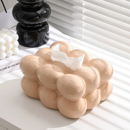 Geometry Tissue Box Cover Decorative Facial Tissue Holder Case Container for Bedroom Tissue Box Covers Rectangular Ceramic.