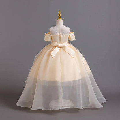 Luxus Perlen Kleider Für Kinder Spitze Schleppende Hochzeit Prinzessin Kleid Für Mädchen Geburtstag Prom Gala Leistung Lange Ballkleid.