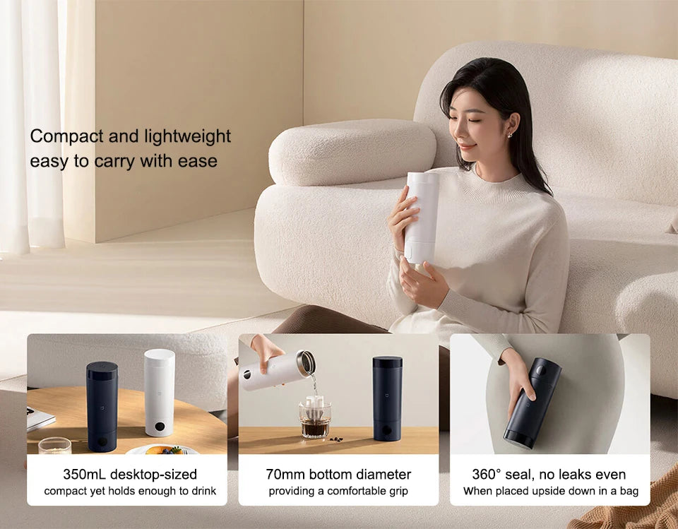NEW XIAOMI Mijia Portable Electric Kettle 2 Thermos Cup Fast Water Boiler 350ml Smart Temperature Insulated Kettle Travel - CN.