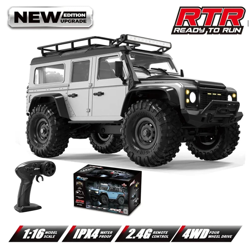 HB R1601 RC Car 1:16 2.4G 4WD Off-Road Remote Control Cars with LED Crawler Trucks Climbing Vehicle Model Toys for Kids Adult.
