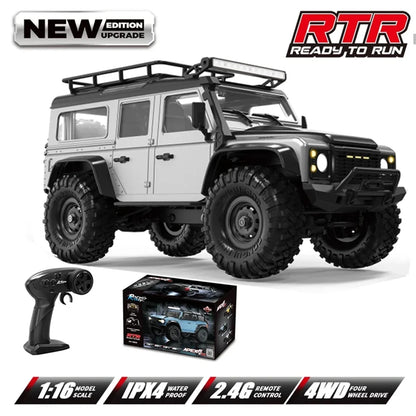 HB R1601 RC Car 1:16 2.4G 4WD Off-Road Remote Control Cars with LED Crawler Trucks Climbing Vehicle Model Toys for Kids Adult.