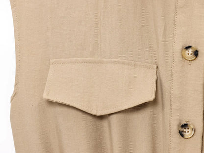 2025 Summer Vintage Casual Chic Women Jumpsuits Solid Sleeveless Belt Wide Leg Bodysuits Fashion Jumpsuit.