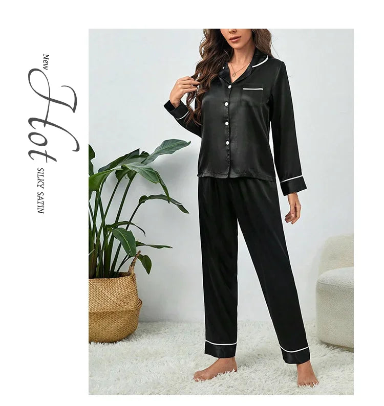 Plus Größe Eis Seide Pyjamas Frauen Lange Ärmeln Einfarbig Lose 5xl Hause Tragen Damen Bequeme Nachtwäsche 2PCS set Nachtwäsche.